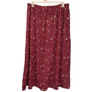 Red Floral Skirt with Knee High Slit